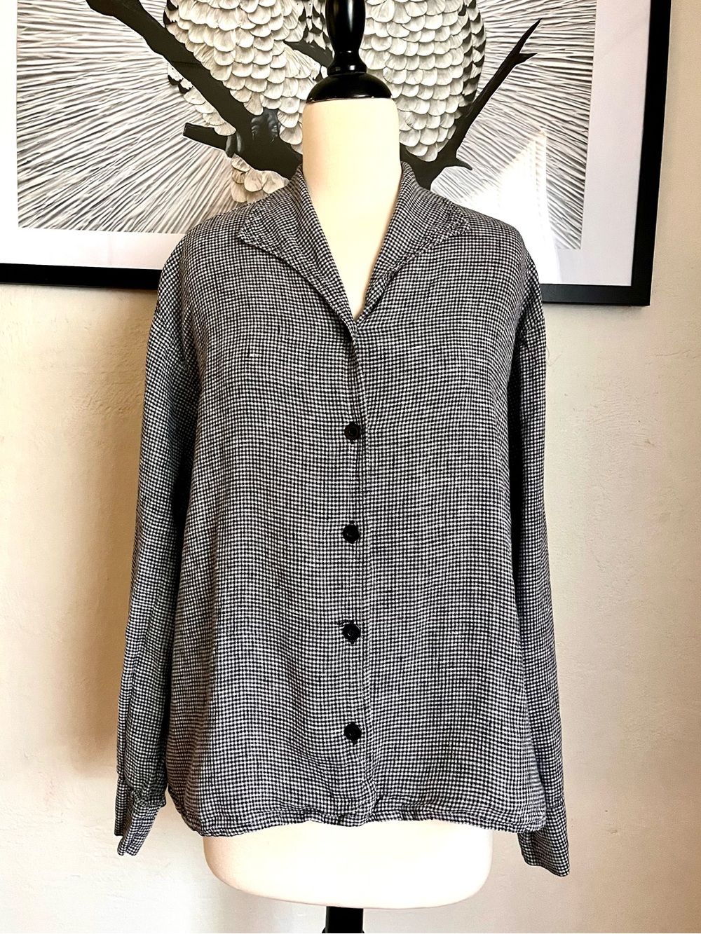 FLAX 100% Linen Checked Button Down Shirt